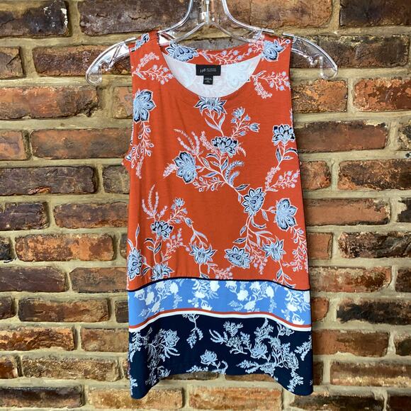 J. Jill Wearever Pottery Vine Jacobean Layering Floral Tank Top Size XS Petite - Picture 2 of 8